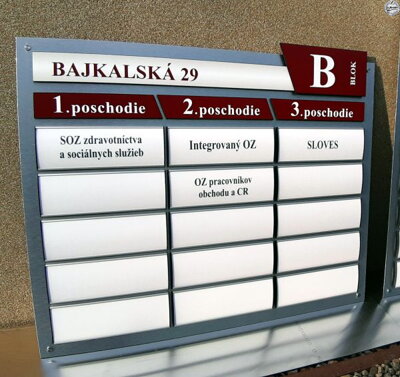 Výroba vymeniteľnej orientačnej tabule &quot;Prominent HL 26&quot;
