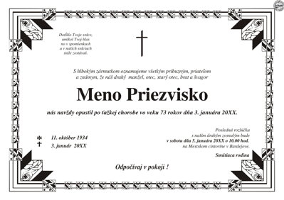 Smútočné oznámenie č. 25