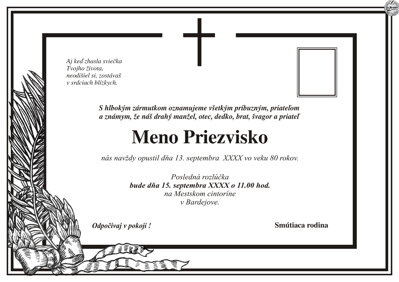 Smútočné oznámenie č. 23