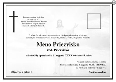 Smútočné oznámenie č. 2