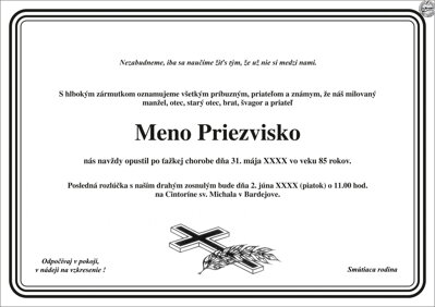 Smútočné oznámenie č. 8