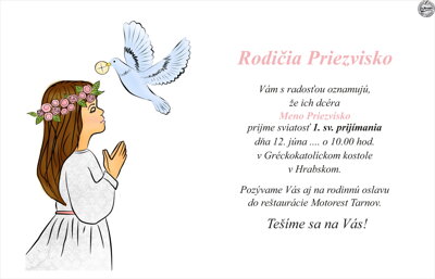 Oznámenie na 1. sv. prijímanie č. 2