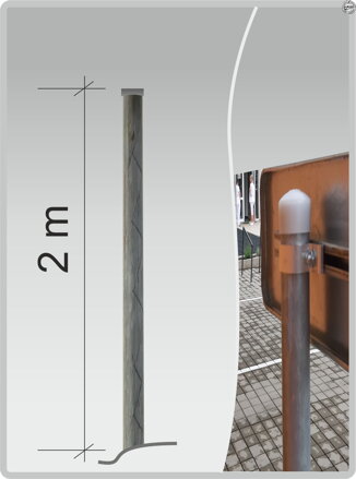 Pozinkovaný stĺpik s krytkou o dĺžke 2 m pre dopravné značky