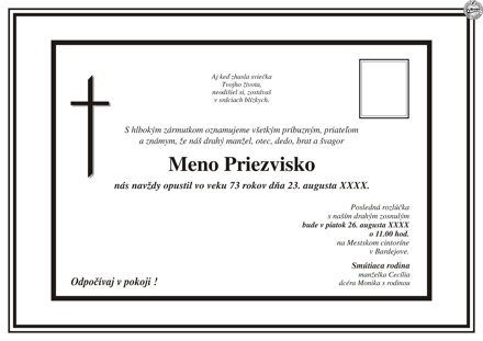 Smútočné oznámenie č. 24