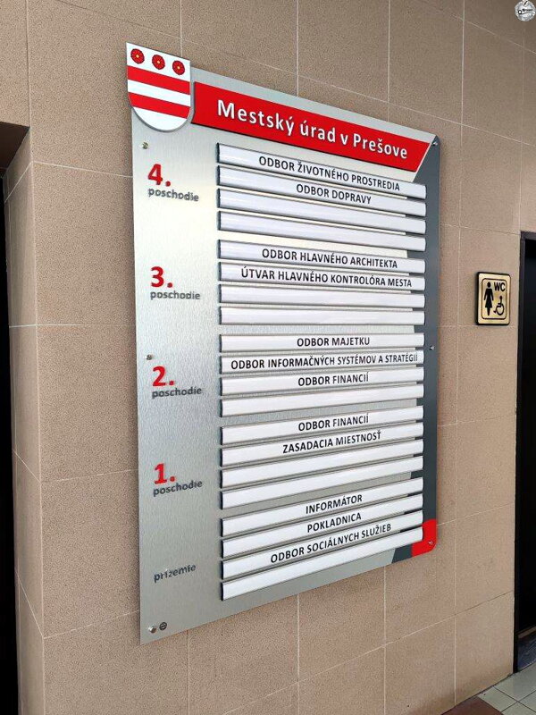 Vymeniteľná orientačná tabuľa „Prominent HL-43“ – 121 × 161 cm, hliník / kompozit