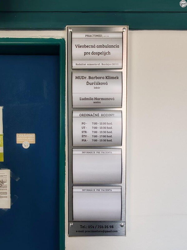 Vymeniteľná info tabuľa s menovkami "Prominent TA2 " Vymeniteľná info tabuľa s menovkami "Prominent TA2 "