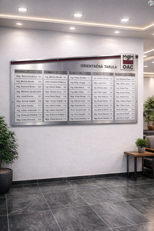 Vymeniteľná orientačná tabuľa PROMINENT HL-38 – lacnejšia alternatíva hliníkových menoviek