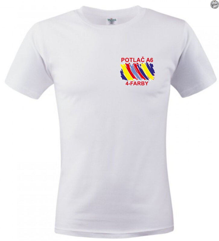 Potlač bielych a svetlofarebných tričiek v 4 farbách - A6