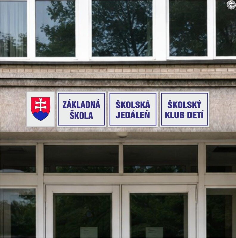 Tabule na označenie školy – sada 4 ks (výška tabúľ 50 alebo 60 cm) | Premium ŠZ / ZŠ / ŠJ / ŠKD