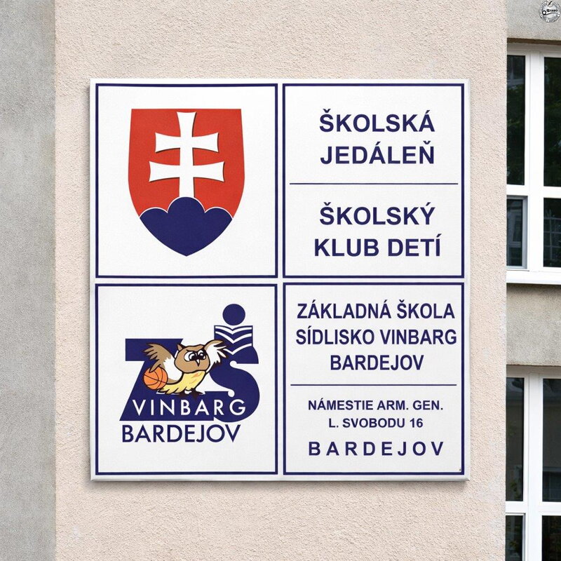  Tabule na označenie školy – sada 4 ks (výška tabúľ 50 alebo 60 cm) | Premium mix