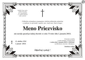 Smútočné oznámenie č. 25