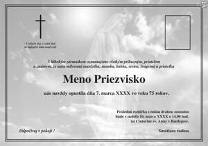 Smútočné oznámenie č. 1
